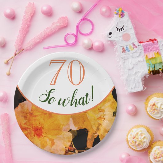 70だから何イエローローズおもしろいフローラ70誕生日 ペーパープレート (パーティー)