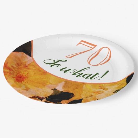 70だから何イエローローズおもしろいフローラ70誕生日 ペーパープレート (アングル)