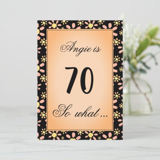 70だから何デイジーフラワーフローラ70th誕生日パーティー 招待状 (スタンド正面)