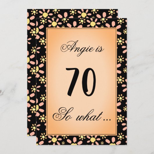 70だから何デイジーフラワーフローラ70th誕生日パーティー 招待状 (正面/裏面)