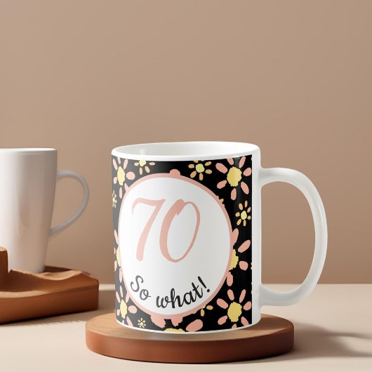 70だから何 Funny Flower Pattern 70歳の誕生日 コーヒーマグカップ