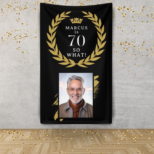 70だから何 Funny Laurel Wreath 写真 誕生日 横断幕