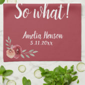 70だから何Red Waterカラーバラ70誕生日 キッチンタオル (折り畳み)