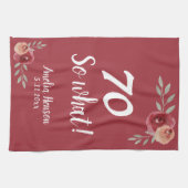 70だから何Red Waterカラーバラ70誕生日 キッチンタオル (横)