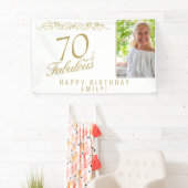 70とエレガント素晴らしいオーナメント誕生日写真 横断幕 (インサイチュ)