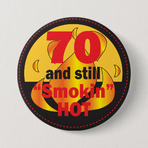 70とスモーキンのホットボタン70誕生日 缶バッジ