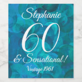 70とセンセーショナル海ブルーティール（緑がかった色） ワインラベル (シングルラベル)