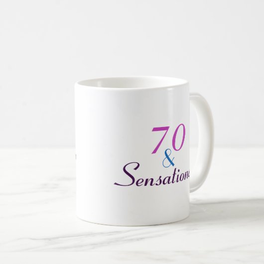 70とセンセーショナル70誕生日の上品な贈り物 コーヒーマグカップ (正面右)
