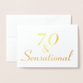 70とセンセーショナル70th誕生日のパーソナライズ 箔カード (封筒付き正面)