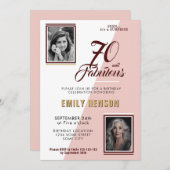 70とモダン素晴らしい2 Photo 70誕生日 招待状 (正面/裏面)