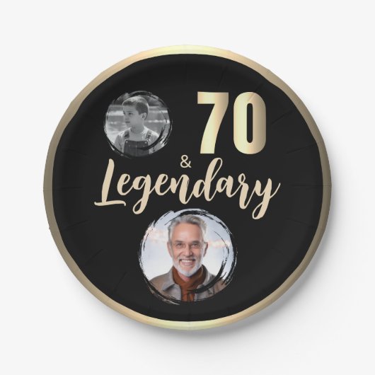 70と伝説2の写真70番目の誕生日金ゴールド ペーパープレート (正面)