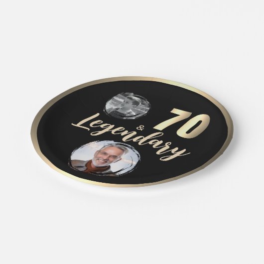 70と伝説2の写真70番目の誕生日金ゴールド ペーパープレート (アングル)