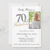 70と素晴らしいエレガントスクリプトフォト誕生日 招待状 (正面)