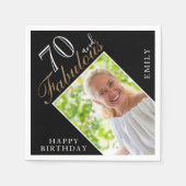 70と素晴らしいエレガントスクリプト写真70誕生日 スタンダードカクテルナプキン (正面)