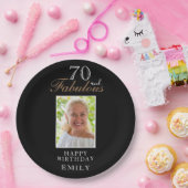 70と素晴らしいエレガントスクリプト写真70誕生日 ペーパープレート (パーティー)