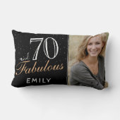 70と素晴らしいエレガントブラック70th誕生日写真 ランバークッション (裏面)