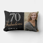 70と素晴らしいエレガントブラック70th誕生日写真 ランバークッション (正面)