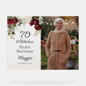 70と素晴らしいグラムバラフローラ誕生日パーティー アクリルサイン (正面)