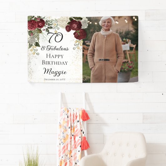 70と素晴らしいグラムバラフローラ誕生日パーティー 横断幕 (インサイチュ)