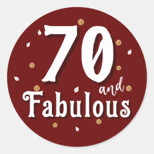 70と素晴らしいグリッターレッド70誕生日 ラウンドシール