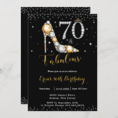 70と素晴らしいハイヒールダイヤモンド70誕生日 招待状 (正面/裏面)