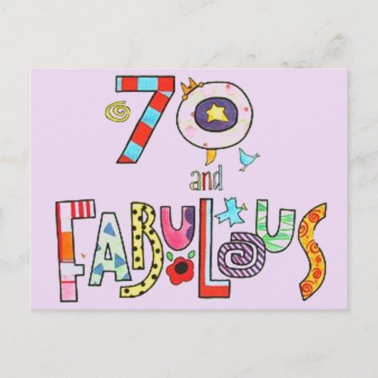 70と素晴らしいハッピー70誕生日 ポストカード (正面)