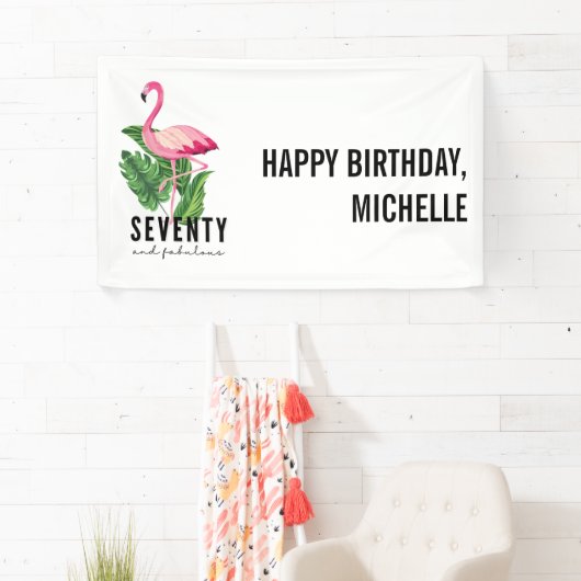 70と素晴らしいピンクフラミンゴ70誕生日 横断幕 (インサイチュ)