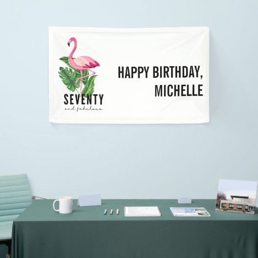 70と素晴らしいピンクフラミンゴ70誕生日 横断幕 (トレードショー)
