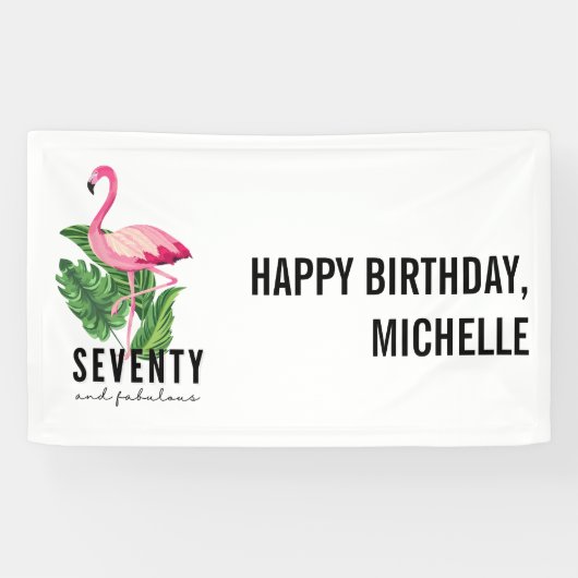 70と素晴らしいピンクフラミンゴ70誕生日 横断幕 (横)