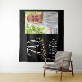 70と素晴らしいブラック70誕生日の写真の背景 タペストリー (インサイチュ)