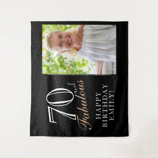 70と素晴らしいブラック70誕生日の写真の背景 タペストリー (正面)