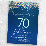 70と素晴らしいブルーグリッター70th誕生日パーティー 招待状<br><div class="desc">70と素晴らしいブルーグリッター70th誕生日パーティーの招待。40祝と素晴らしい誕生日招待状デザインとのスタイルで、グラマーと時代を超えたエレガンスの完璧なモダンブレンド。深いブルーの色合いは洗練されたトーンを設定し、グリッターアクセントの追加は眩しいtouchを追加しゃれているし、この画期的なお祝いを真に輝かせる。そしてコンテンポラリーお洒落デザインは40歳の素晴ら鮮やかしい時代に達するエッセンスを捉えて、お祝いの人物の性格を反映している。50年にわたる素晴らしい思い出と数え切れないほどの思い出に乾杯しながら、喜びと喜びの夕べを楽しみながら私たちと一緒にいく！</div>