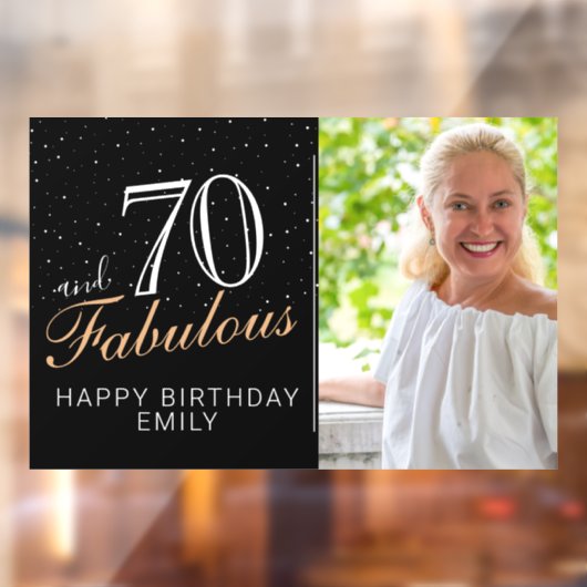 70と素晴らしいモダンブラック70th誕生日写真 ウィンドウサイン (シート2)