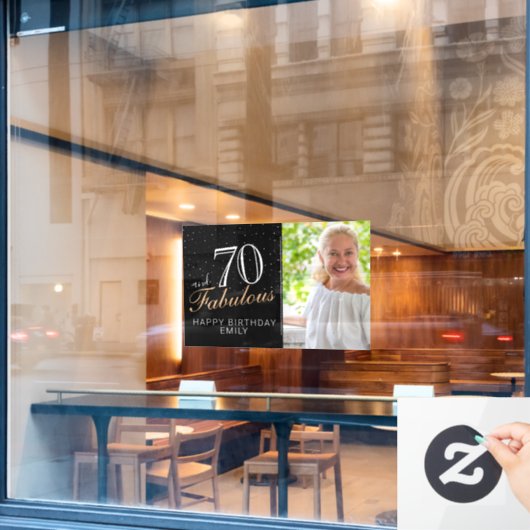 70と素晴らしいモダンブラック70th誕生日写真 ウィンドウサイン (カフェ窓)