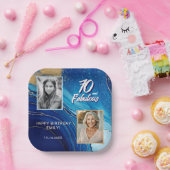 70と素晴らしい大理石グリッター2フォト誕生日 ペーパープレート (パーティー)