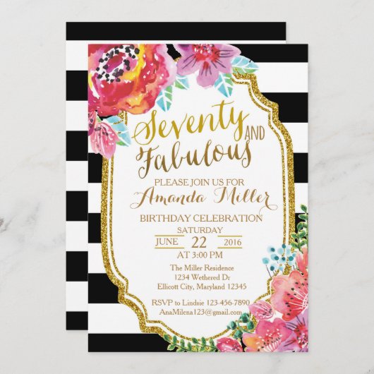 70と素晴らしい水の色招待状 招待状 (正面/裏面)