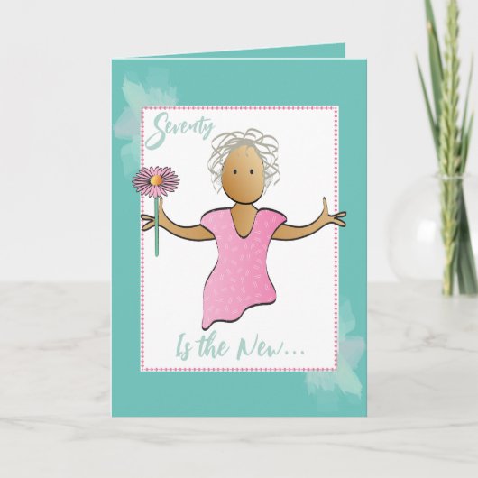 70と素晴らしい甘い民族漫画誕生日 カード (正面)
