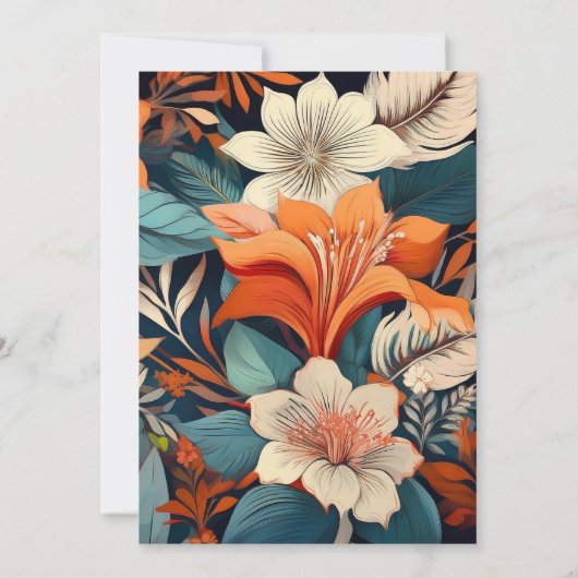 70と素晴らしい花柄2写真誕生日 招待状 (裏面)