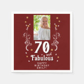70と素晴らしい葉の赤70誕生日写真 スタンダードカクテルナプキン (正面)