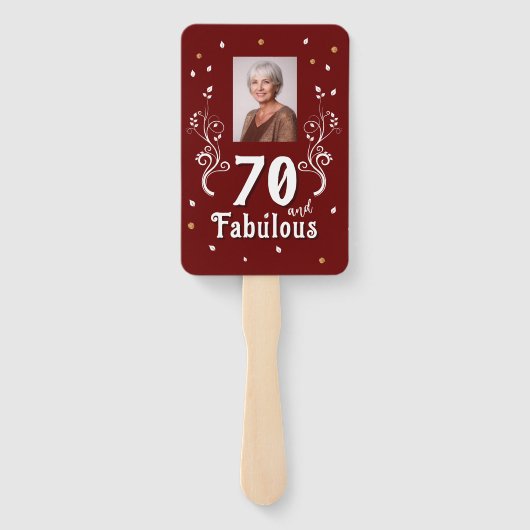 70と素晴らしい葉の赤70誕生日写真 ハンドファン (裏面)