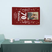 70と素晴らしい葉の赤70誕生日写真 横断幕 (トレードショー)