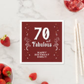 70と素晴らしい葉レッド70誕生日 スタンダードカクテルナプキン (インサイチュ)