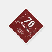 70と素晴らしい葉レッド70誕生日 スタンダードカクテルナプキン (角)