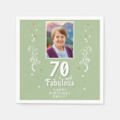 70と素晴らしい葉70誕生日写真 スタンダードカクテルナプキン (正面)