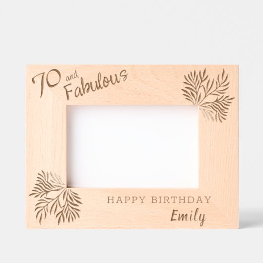 70と素晴らしい葉70誕生日 レーザー彫刻フレーム (正面)