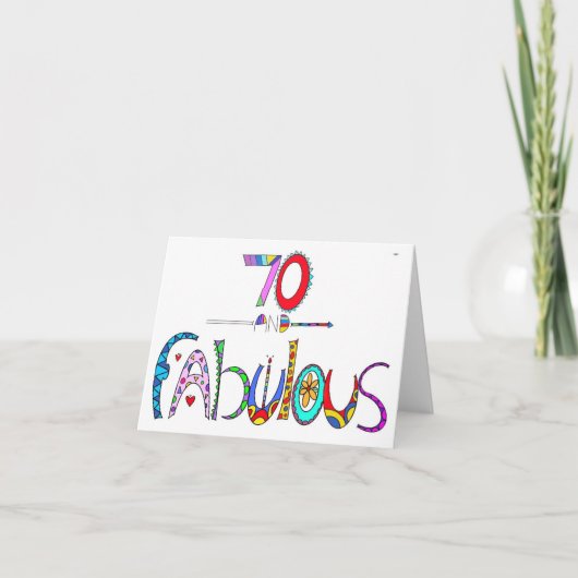 70と素晴らしい誕生日グリーティングカード サンキューカード (正面)