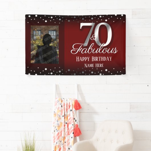 70と素晴らしい誕生日紙吹雪写真 横断幕 (インサイチュ)
