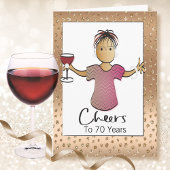 70と素晴らしい輝く女性の漫画誕生日 カード