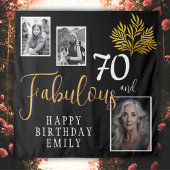 70と素晴らしい金ゴールドの葉3写真誕生日 タペストリー