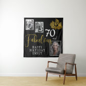 70と素晴らしい金ゴールドの葉3写真誕生日 タペストリー (インサイチュ)